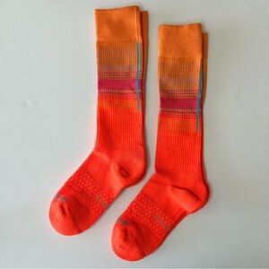 Bombas 2 pair New Knee High All Purpose Socks Bright Orange Blue Trim